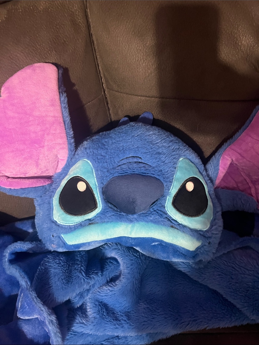 Disney Blue and Pink Plush Stitch Hooded Cape for Kids